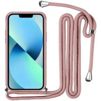 CASE WITH STRAP SILICONE CORD SILICONE CASE PINK FOR IPHONE 7 / 8 / SE 2020 / SE 2022
