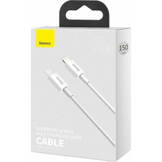 BASEUS ΚΑΛΩΔΙΟ USB TYPE-C ΣΕ LIGHTNING CATLYS-B02, 20W, 1.5M, ΛΕΥΚΟ