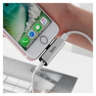 Αντάπτορας Hoco LS25 από Lightning σε 3.5mm και Lightning 2.0A Ασημί
