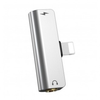 Αντάπτορας Hoco LS25 από Lightning σε 3.5mm και Lightning 2.0A Ασημί