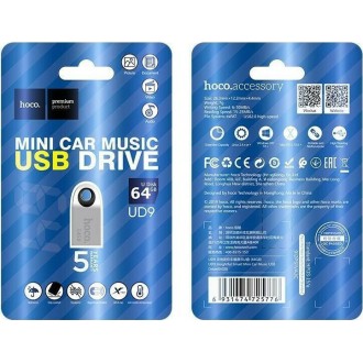 Hoco UD9 Insightful 64GB USB 2.0 Stick Ασημί