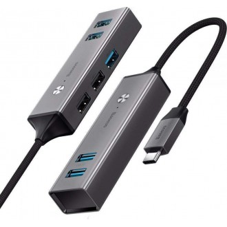 Baseus Cube USB 3.0 Hub 3 Θυρών με σύνδεση USB-C Γκρι