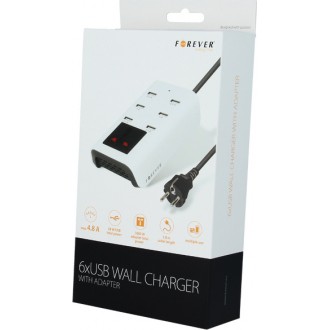 Forever Φορτιστής Χωρίς Καλώδιο με 6 Θύρες USB-A Λευκός (GSM020610)