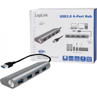 LogiLink USB 3.0 Hub 4 Θυρών με σύνδεση USB-A Ασημί