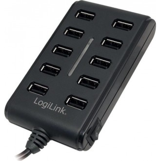 LogiLink USB 2.0 Hub 10 Θυρών με σύνδεση USB-A και Εξωτερική Παροχή Ρεύματος