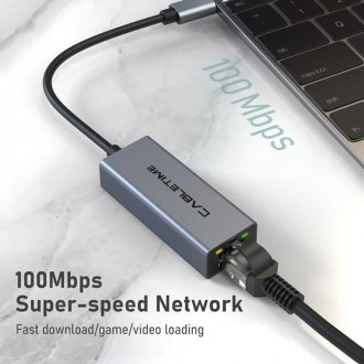 Cabletime CML100 USB-C Αντάπτορας Δικτύου για Ενσύρματη σύνδεση Ethernet