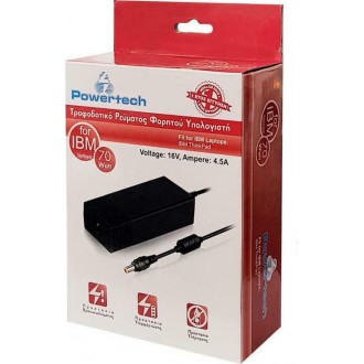 Powertech Φορτιστής Laptop 70W 16V 4.5A για IBM χωρίς Καλώδιο Τροφοδοσίας