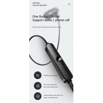 USAMS earphones με μικρόφωνο EP-42, 3.5mm, 1.2m, μαύρα