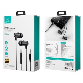USAMS earphones με μικρόφωνο EP-42, 3.5mm, 1.2m, μαύρα