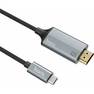 Hoco Braided Καλώδιο HDMI Αρσενικό σε  USB-C Αρσενικό 1.8m Μαύρο (UA13)