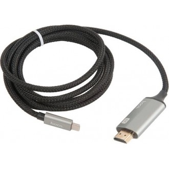 Hoco Braided Καλώδιο HDMI Αρσενικό σε  USB-C Αρσενικό 1.8m Μαύρο (UA13)