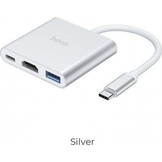 Hoco HB14 Easy use USB-C Docking Station με HDMI 4K PD Ασημί
