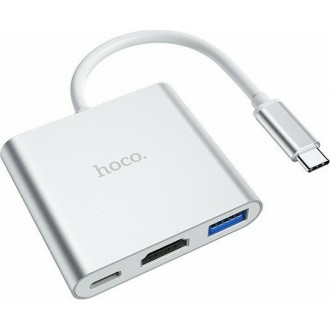 Hoco HB14 Easy use USB-C Docking Station με HDMI 4K PD Ασημί