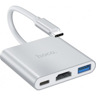 Hoco HB14 Easy use USB-C Docking Station με HDMI 4K PD Ασημί