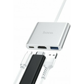 Hoco HB14 Easy use USB-C Docking Station με HDMI 4K PD Ασημί