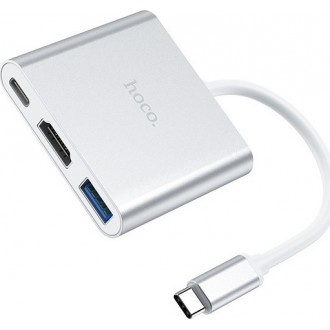 Hoco HB14 Easy use USB-C Docking Station με HDMI 4K PD Ασημί