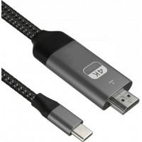 Powertech Braided USB-C male - HDMI male Copper 1.8m (CAB-UC044)