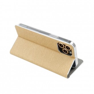 Θήκη Luna Book με ασημί πλαίσιο για SAMSUNG A03s χρυσή