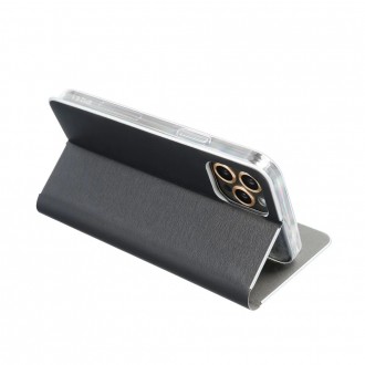 Θήκη Luna Book με ασημί πλαίσιο για SAMSUNG A03s μαύρη