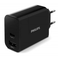 PHILIPS φορτιστής τοίχου DLP2621-12, USB & Type-C, 30W, μαύρος