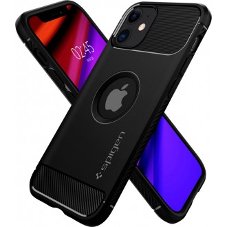 ΘΗΚΗ ΣΙΛΙΚΟΝΗΣ SPIGEN Rugged Armor ΜΑΥΡΗ ΓΙΑ APPLE iPhone 12 / 12 Pro