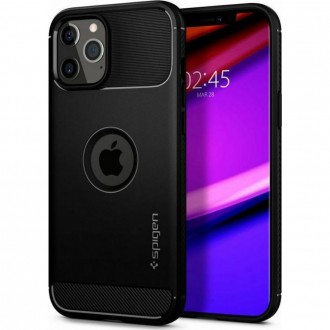 ΘΗΚΗ ΣΙΛΙΚΟΝΗΣ SPIGEN Rugged Armor ΜΑΥΡΗ ΓΙΑ APPLE iPhone 12 / 12 Pro