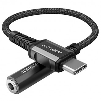 Connection cable Acefast C1-07 USB-C to 3.5mm Female Braided 18cm. Black