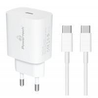 POWERTECH φορτιστής τοίχου & καλώδιο USB-C PT-1039, USB-C, PD, 20W