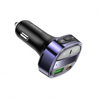 Bluetooth FM Transmitter Hoco E70 USB 18W+USB-C 30W PD30W+QC3.0 v5.0 Μπλε