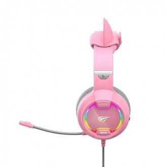 Havit H2233d Over Ear Gaming Ακουστικά με σύνδεση 2x3.5mm / USB Ροζ