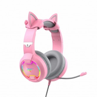 Havit H2233d Over Ear Gaming Ακουστικά με σύνδεση 2x3.5mm / USB Ροζ