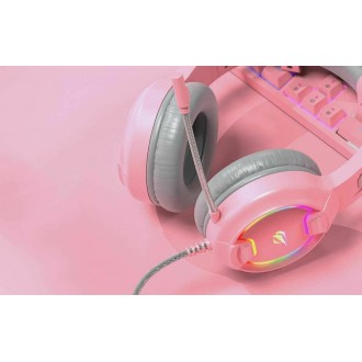 Havit H2233d Over Ear Gaming Ακουστικά με σύνδεση 2x3.5mm / USB Ροζ