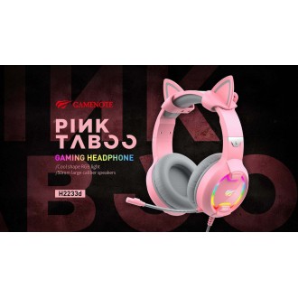 Havit H2233d Over Ear Gaming Ακουστικά με σύνδεση 2x3.5mm / USB Ροζ