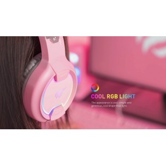 Havit H2233d Over Ear Gaming Ακουστικά με σύνδεση 2x3.5mm / USB Ροζ