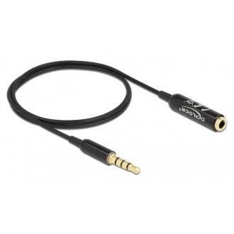 DELOCK καλώδιο 3.5mm αρσενικό σε θηλυκό 66074, CTIA, 32AWG, 0.5m, μαύρο