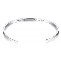 BAMOER bracelet handcuffs SCB160 with engraving, 925 silver, silver