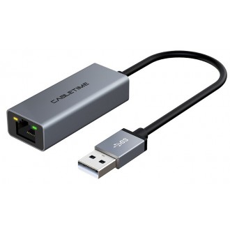 CABLETIME αντάπτορας USB 2.0 σε RJ45 AML100, 100Mbps, 0.15m, γκρι