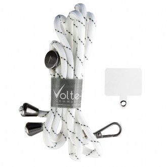 VOLTE-TEL NECK STRAP - ΛΟΥΡΑΚΙ ΛΑΙΜΟΥ ΓΙΑ ΘΗΚΕΣ ΑΣΠΡΟ ΜΕ ΜΑΥΡΕΣ ΡΙΓΕΣ VT33