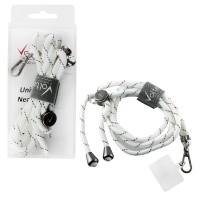 VOLTE-TEL NECK STRAP - ΛΟΥΡΑΚΙ ΛΑΙΜΟΥ ΓΙΑ ΘΗΚΕΣ ΑΣΠΡΟ ΜΕ ΜΑΥΡΕΣ ΡΙΓΕΣ VT33