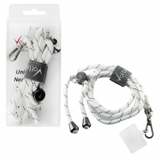 VOLTE-TEL NECK STRAP - ΛΟΥΡΑΚΙ ΛΑΙΜΟΥ ΓΙΑ ΘΗΚΕΣ ΑΣΠΡΟ ΜΕ ΜΑΥΡΕΣ ΡΙΓΕΣ VT33