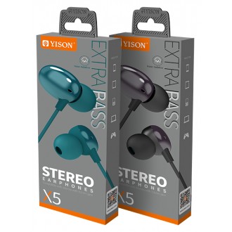 YISON earphones με μικρόφωνο X5, 3.5mm, 1.2m, μπλε
