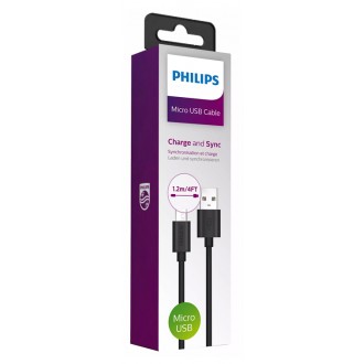 PHILIPS καλώδιο USB σε Micro USB DLC3104U-00, 1.2m, μαύρο