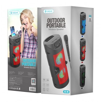 CELEBRAT φορητό ηχείο OS-09 με μικρόφωνο, 10W, BT/TF/USB/AUX, FM, μαύρο