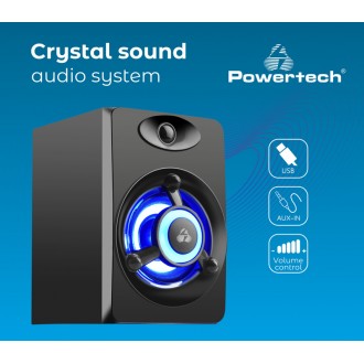 POWERTECH ηχεία Crystal sound PT-842, 2x 3W, 3.5mm, μαύρα