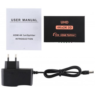 POWERTECH splitter HDMI σε 4x HDMI PTH-048, 4K 3D, μαύρο POWERTECH splitter HDMI σε 4x HDMI PTH-048, 4K 3D, μαύρο