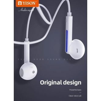 YISON earphones με μικρόφωνο X4, 3.5mm, 1.2m, λευκά